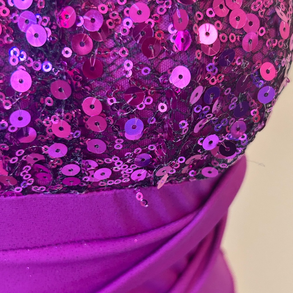 Ruby Rox Purple Sequin Ruched Mini Dress - Picture 4 of 7